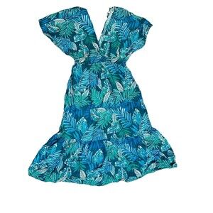 Blue Island Women's Beach Dress Size L Tropical Summer Vacation Island Cruise